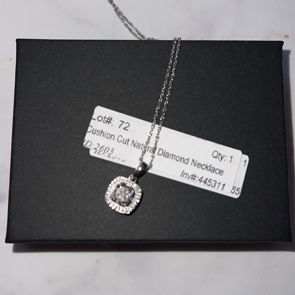 Cushion Cut Natural Diamond Necklace - Picture 4 of 4